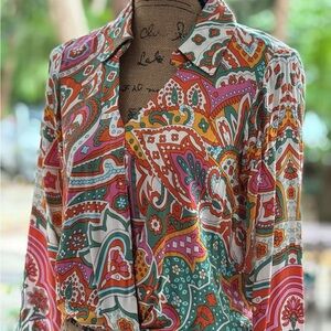 Haute Hippie Multicolor Paisley Button Down Shirt